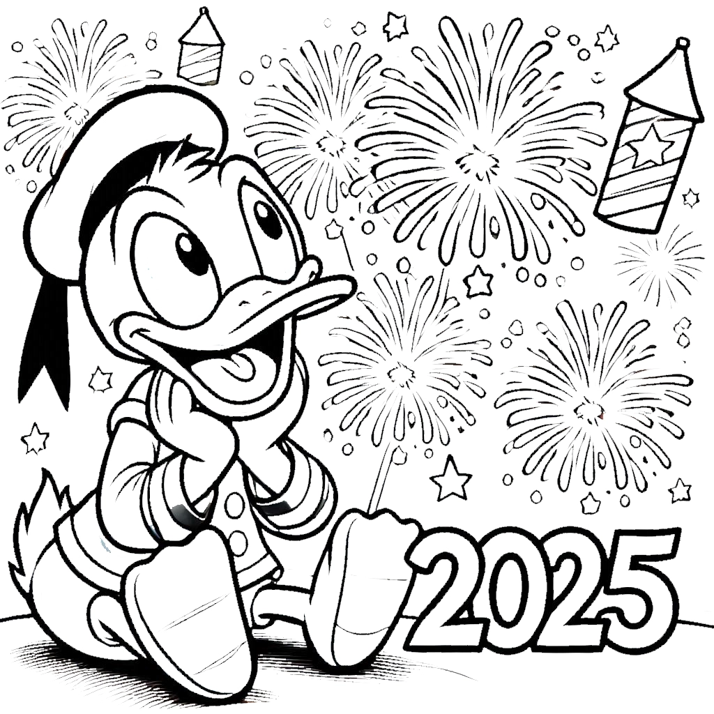 coloriage Nouvel An 2025 a colorier en ligne