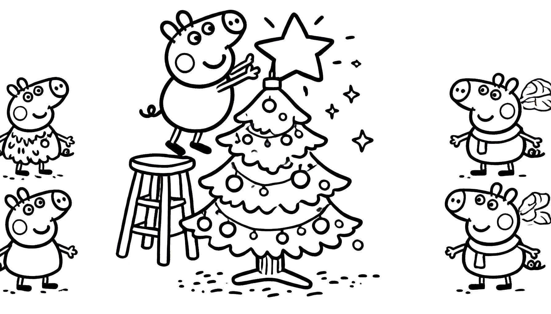 coloriage Peppa Pig Noël de pour enfants