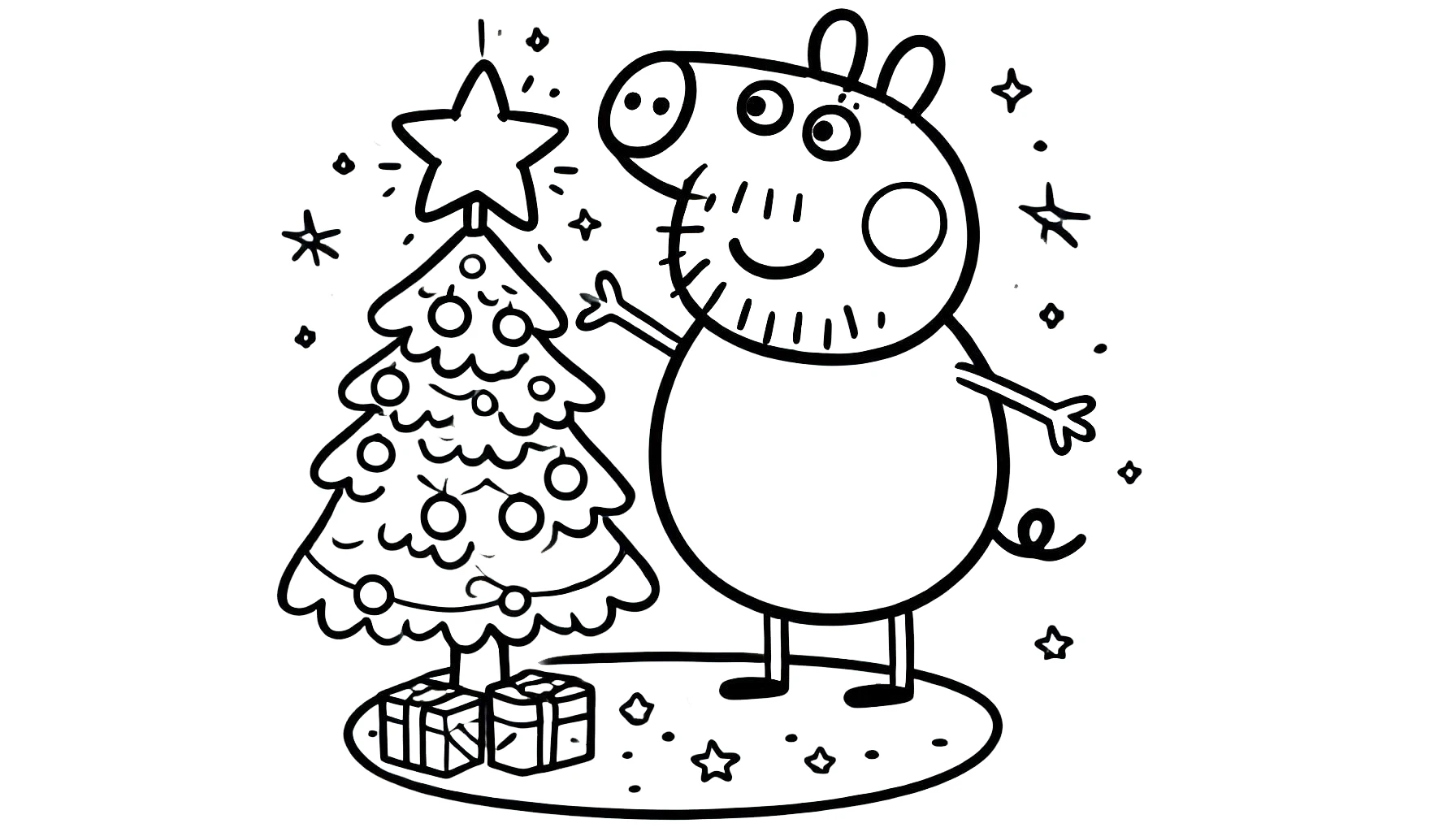 coloriage Peppa Pig Noël à imprimer pdf