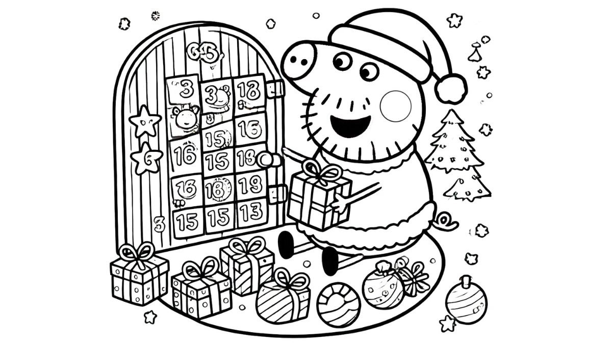 coloriage Peppa Pig Noël pour primaire