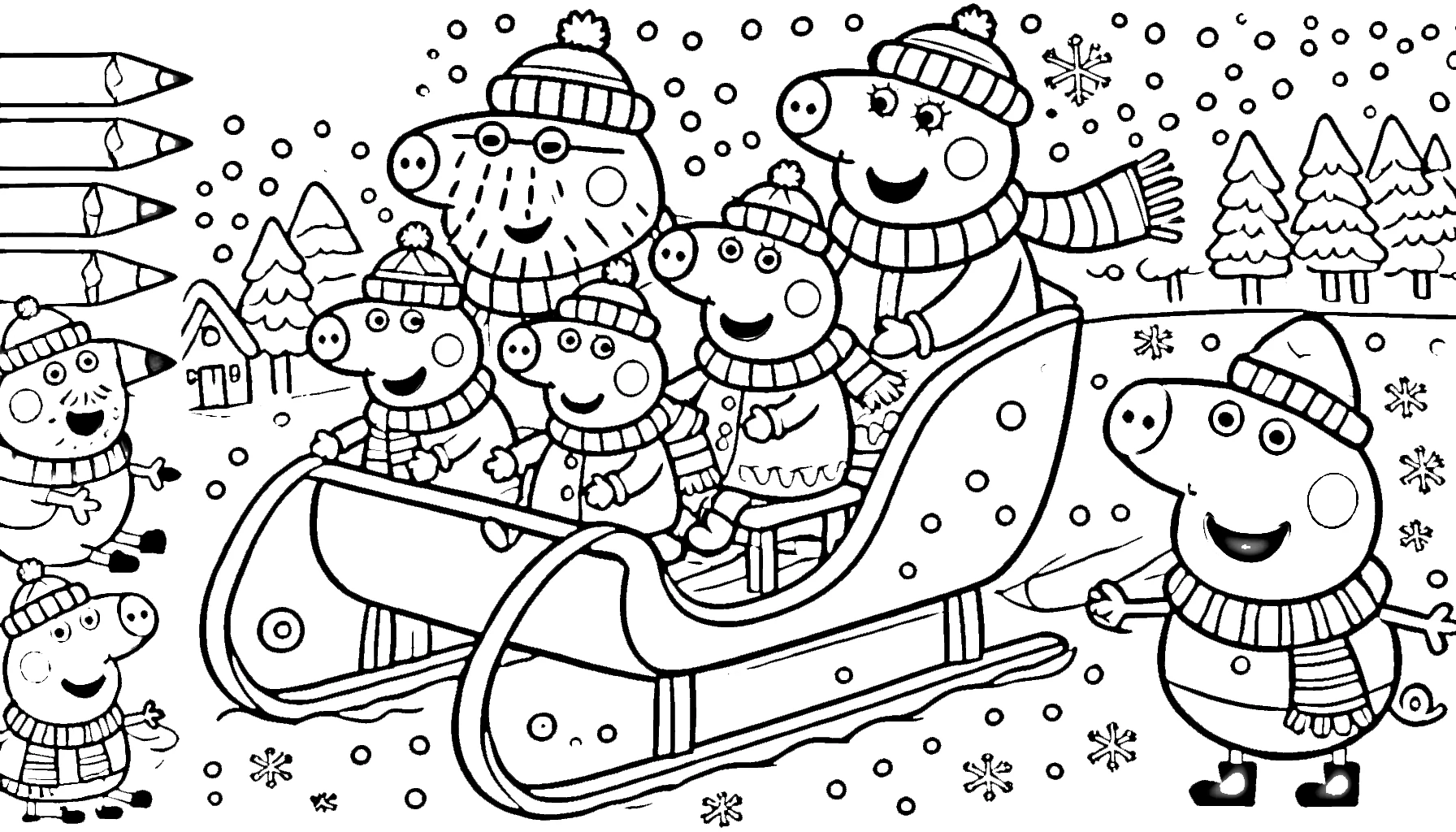 coloriage Peppa Pig Noël de pour enfants 1