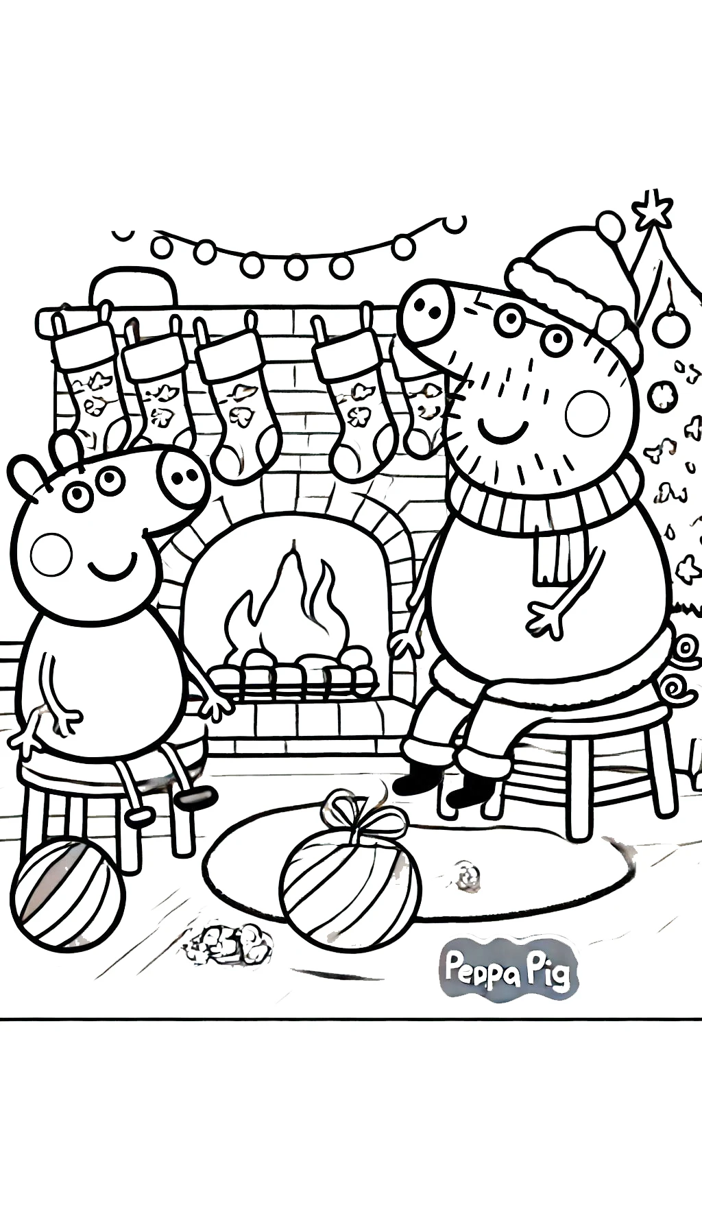 coloriage Peppa Pig Noël a imprimer gratuitement