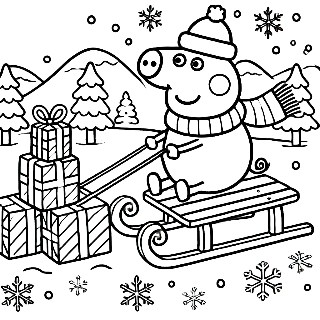 coloriage Peppa Pig Noël en ligne pour enfant 2