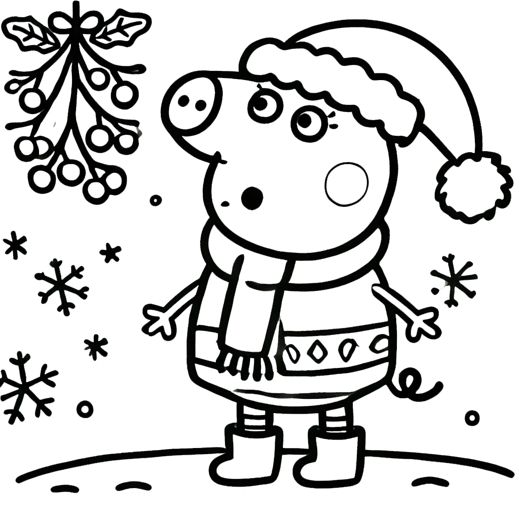 coloriage Peppa Pig Noël pour enfant gratuit