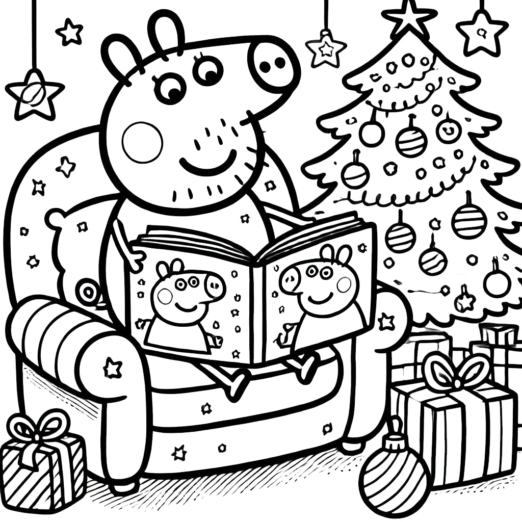 coloriage Peppa Pig Noël a imprimer