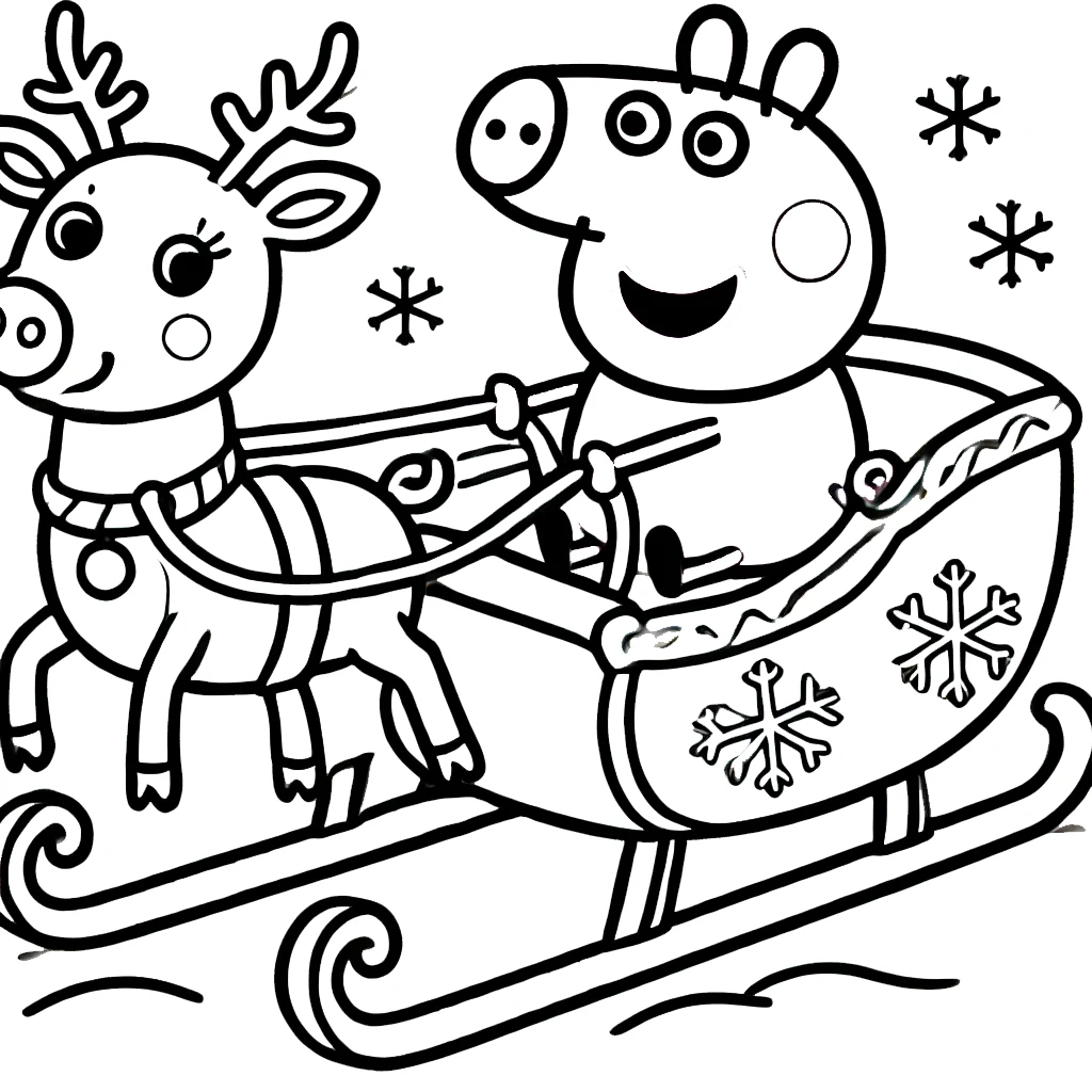 coloriage Peppa Pig Noël pour primaire 1