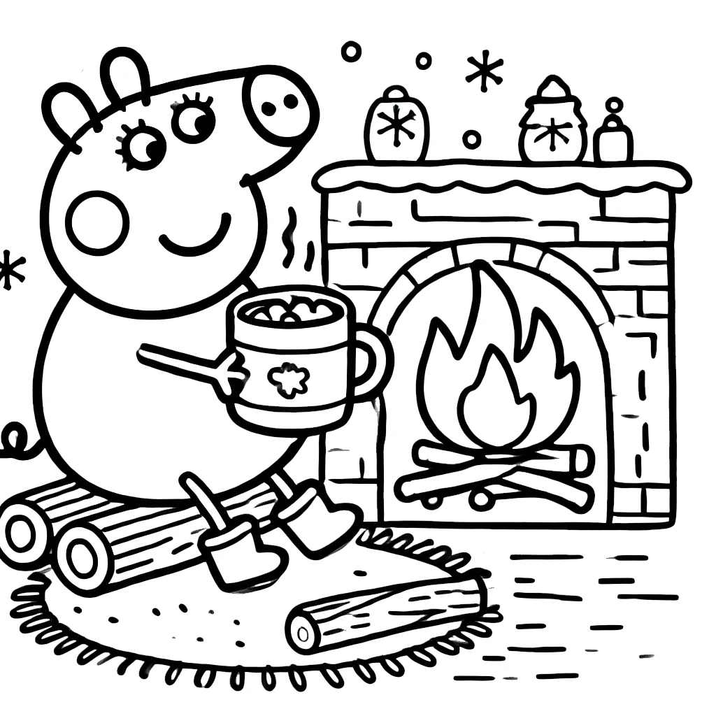 coloriage Peppa Pig Noël gratuit a imprimer