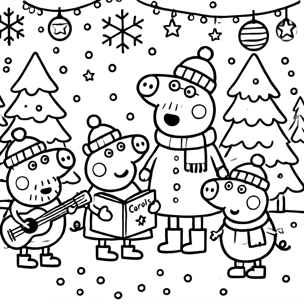 coloriage Peppa Pig Noël à imprimer