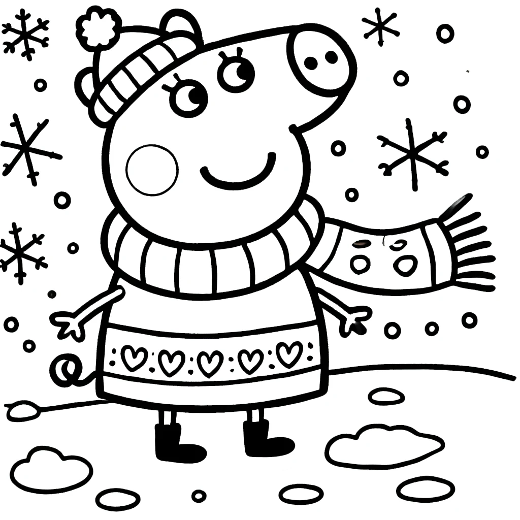 coloriage Peppa Pig Noël et découpage à imprimer 1