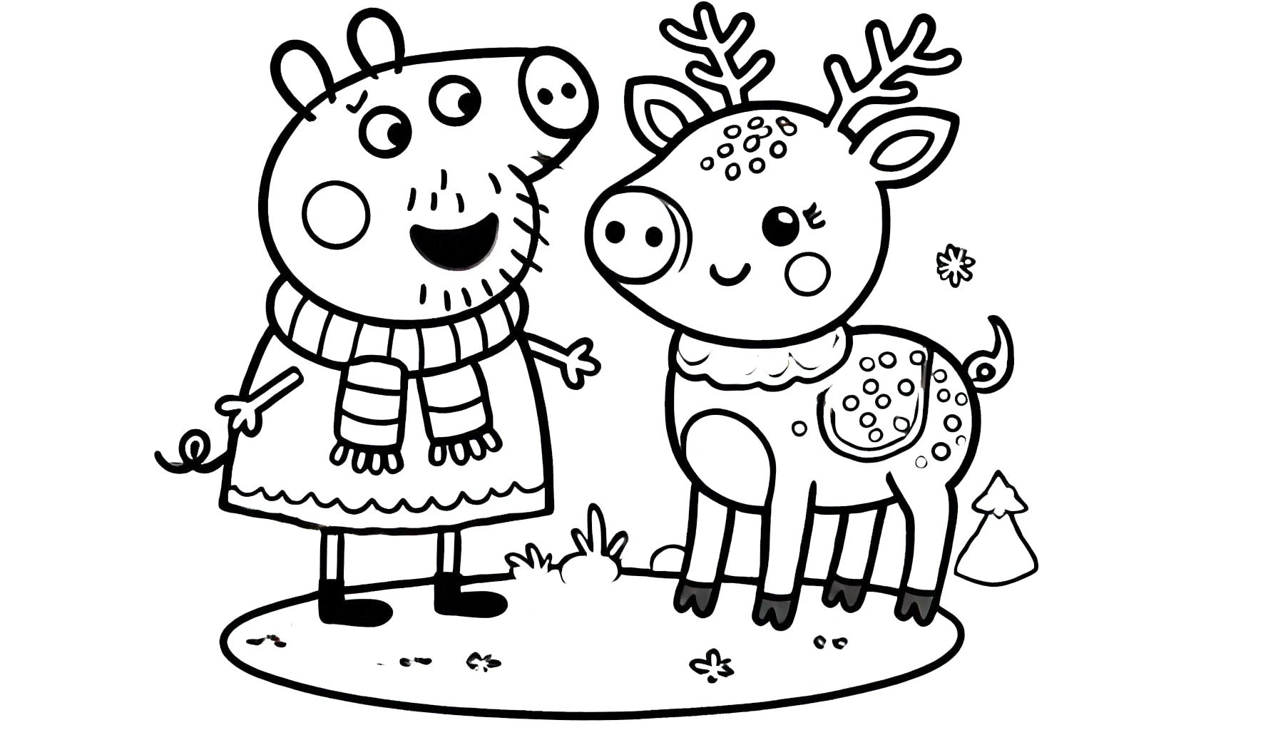 coloriage Peppa Pig Noël à imprimer pour enfant de 9 ans