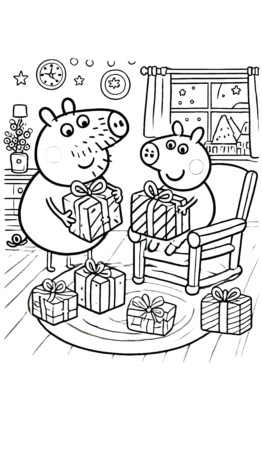 coloriage Peppa Pig Noël pour enfant de 7 ans