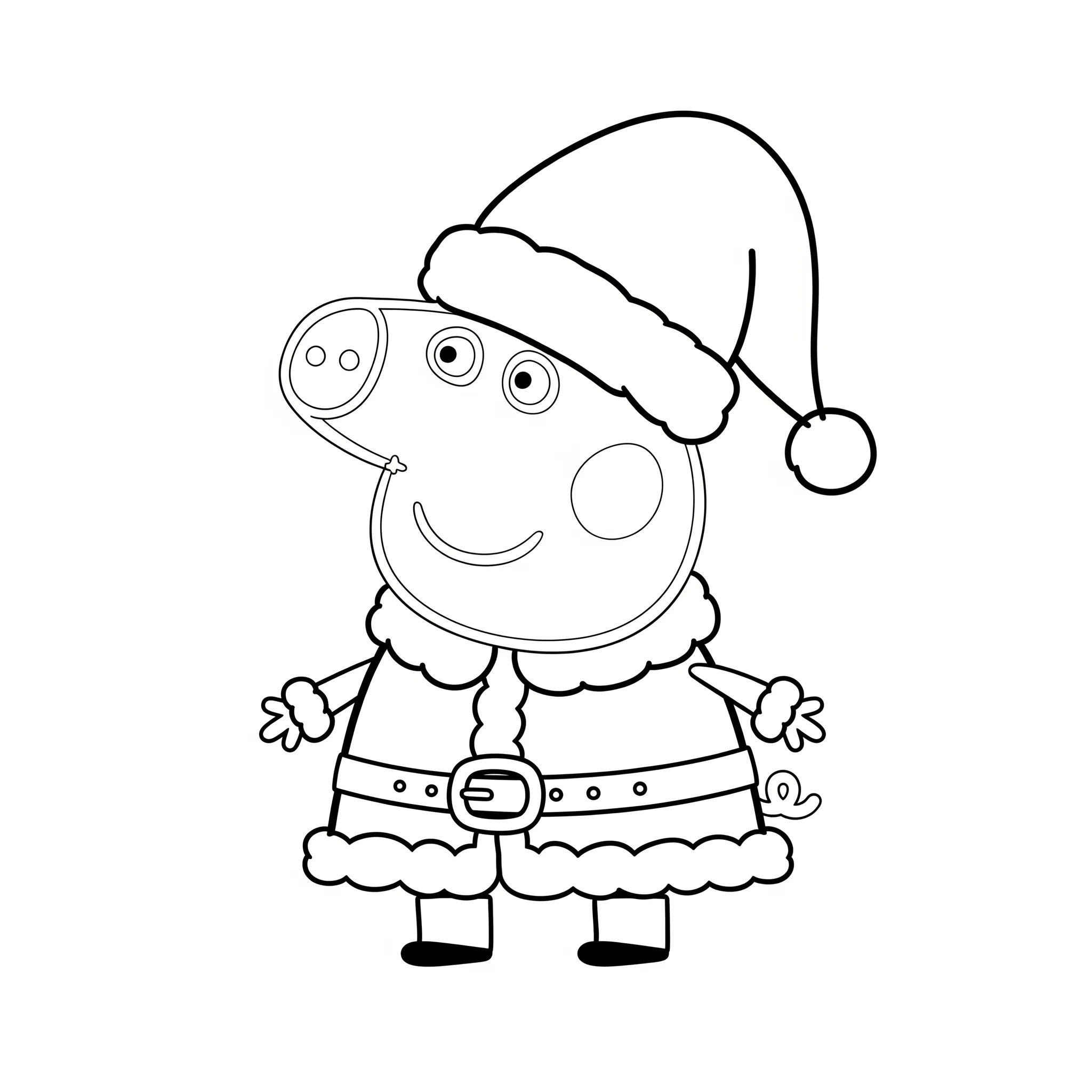 coloriage Peppa Pig déguisée en Père Noël à imprimer pour enfant de 12 ans