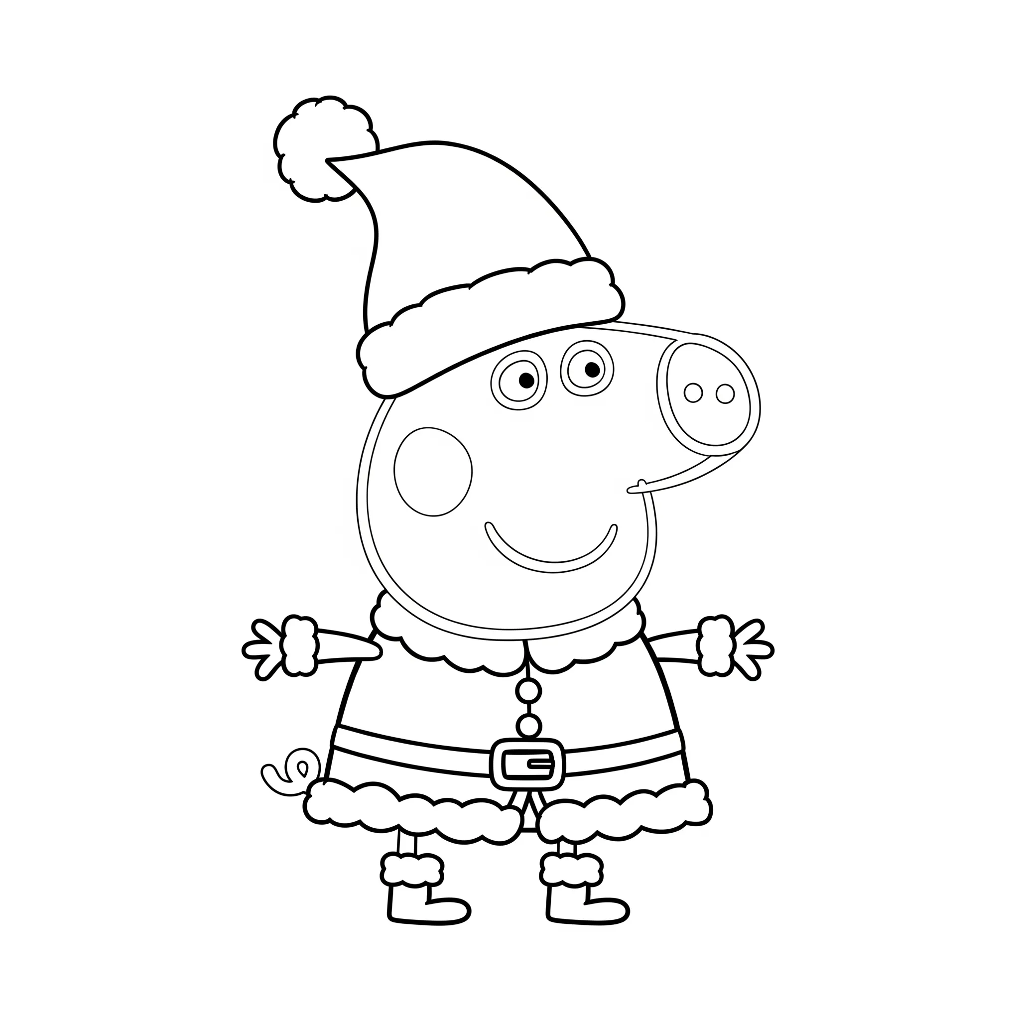 coloriage Peppa en tenue de Père Noël et découpage à imprimer