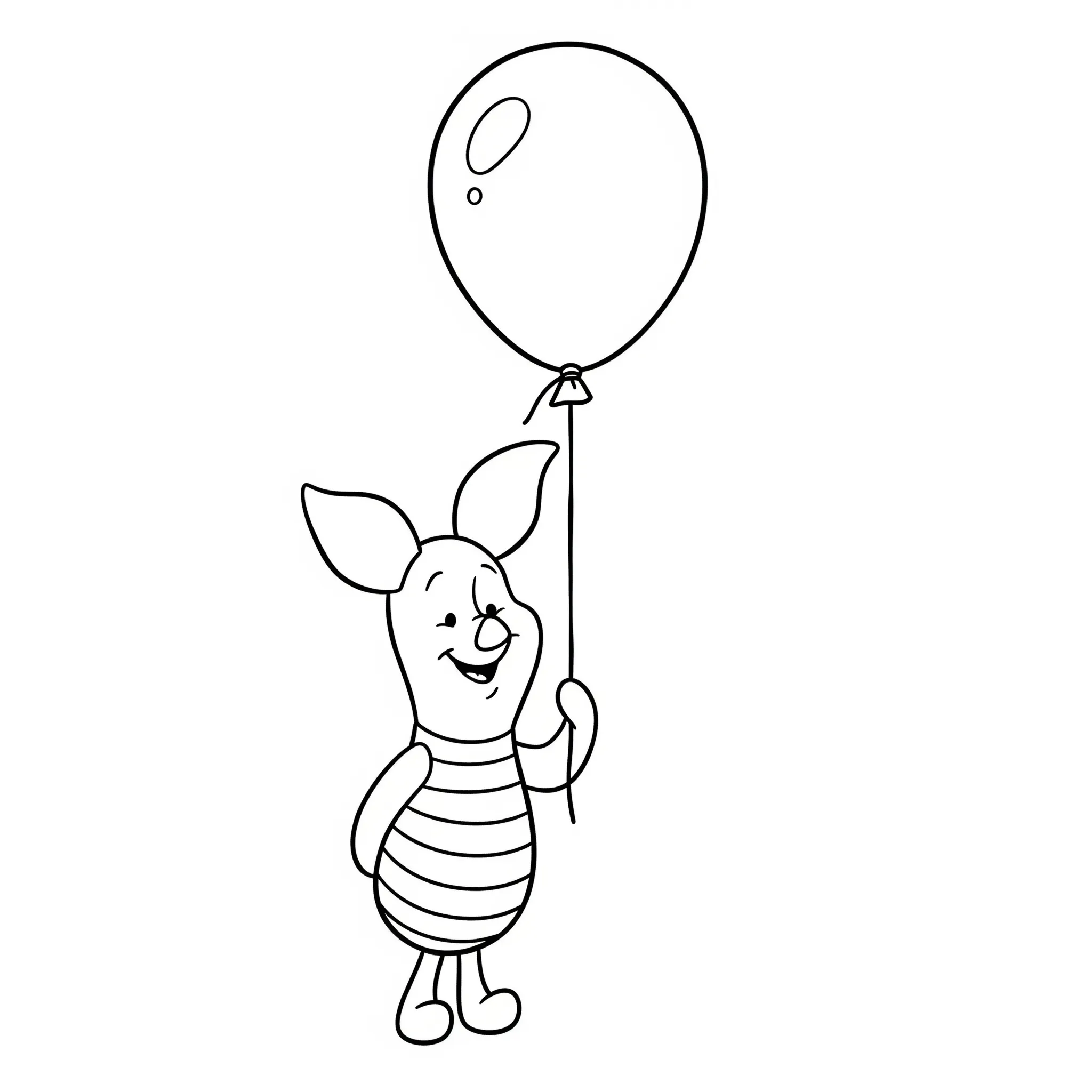 coloriage Porcinet et un ballon pour enfant de 4 ans