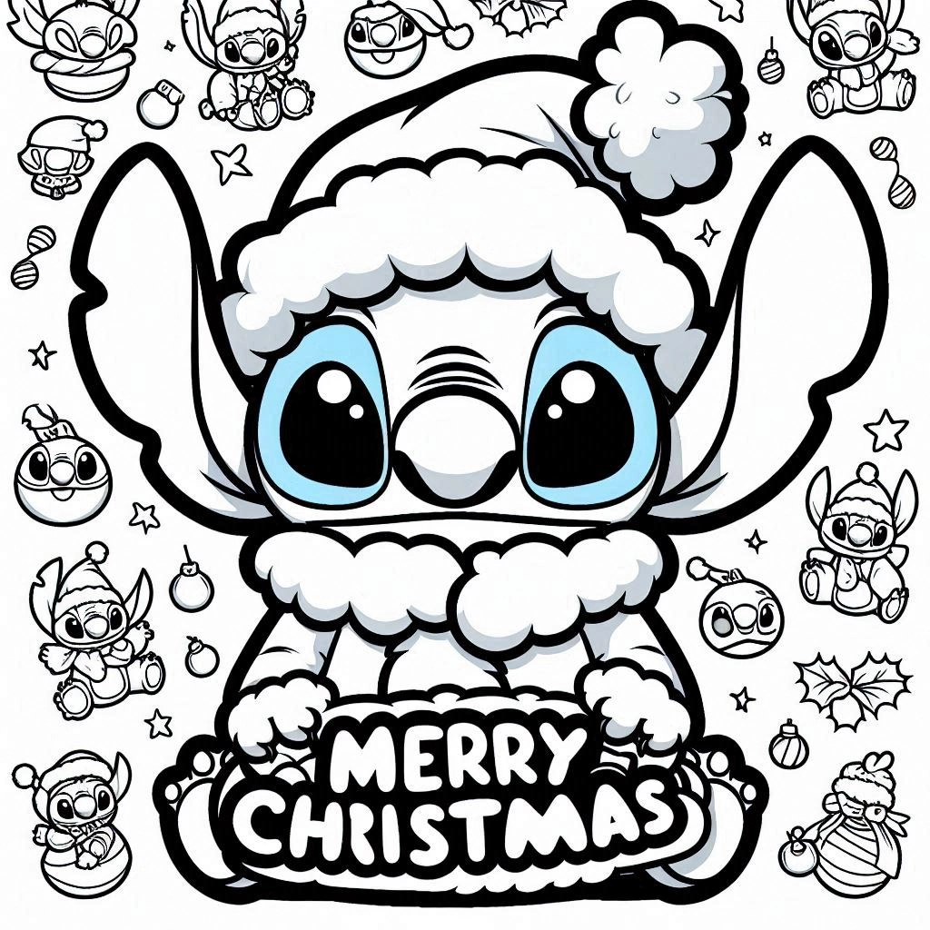 coloriage Stitch Noël a colorier en ligne gratuitement