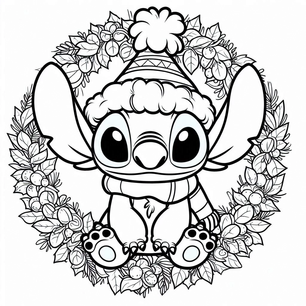 coloriage Stitch Noël pour bebe a imprimer