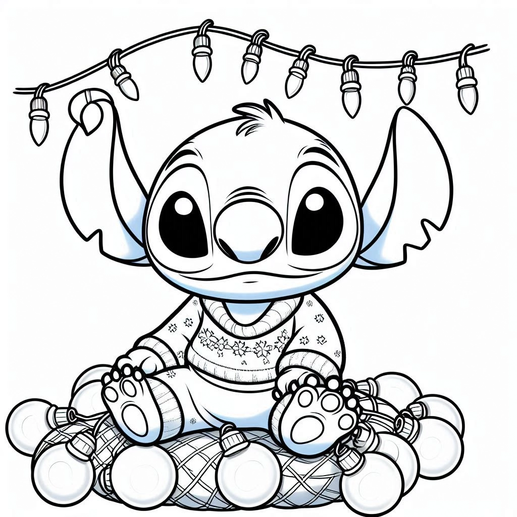 coloriage Stitch Noël à imprimer pdf gratuit 1