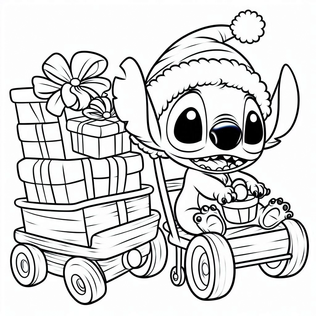 coloriage Stitch Noël pour enfant de 2 ans