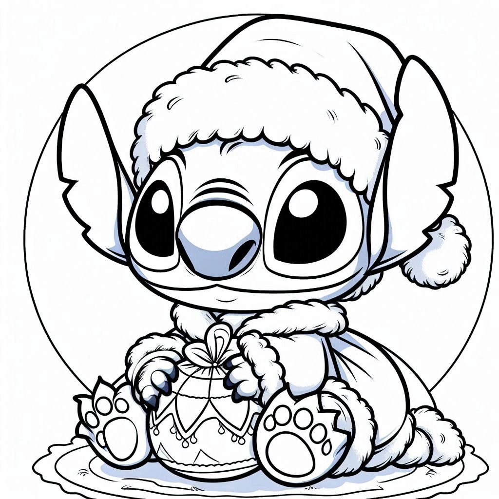 coloriage Stitch Noël pour enfant de 8 ans