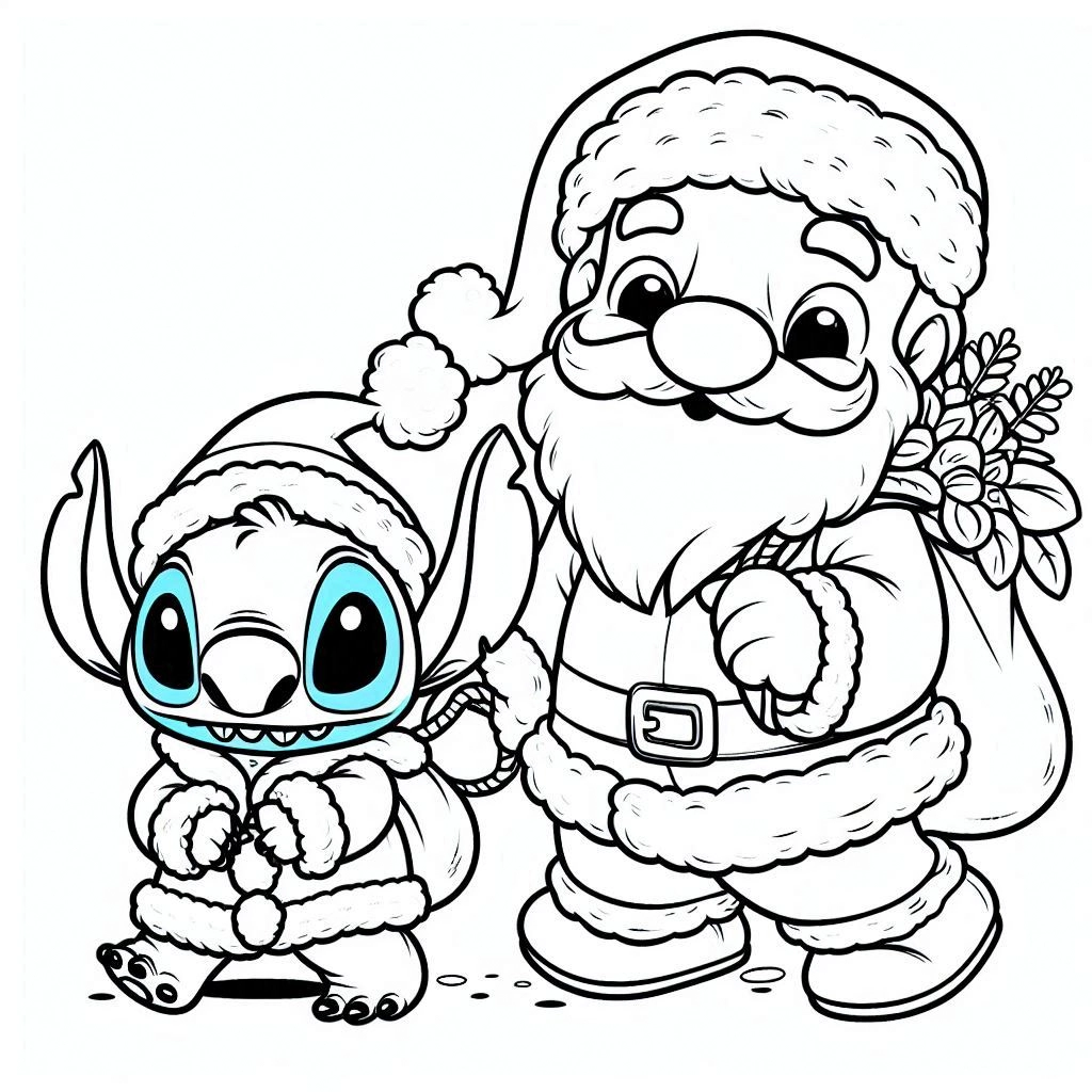 coloriage Stitch Noël a imprimer