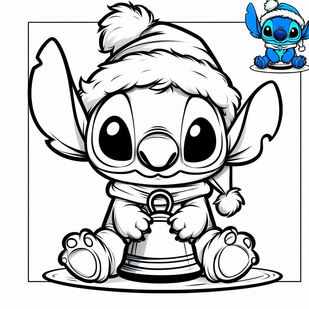 imprimer coloriage Stitch Noël pour enfant