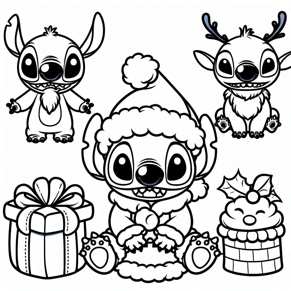 coloriage Stitch Noël gratuit