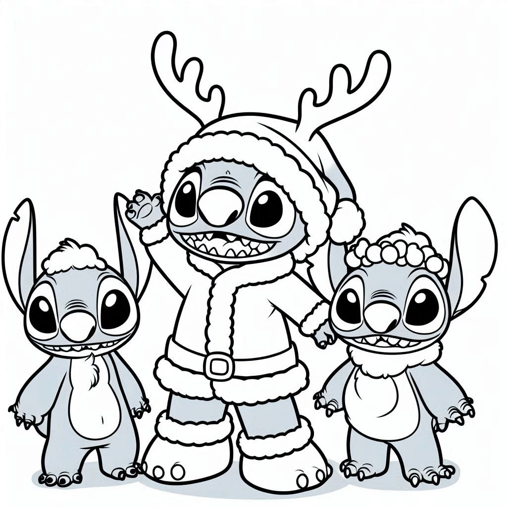 imprimer coloriage Stitch Noël pour enfant 1