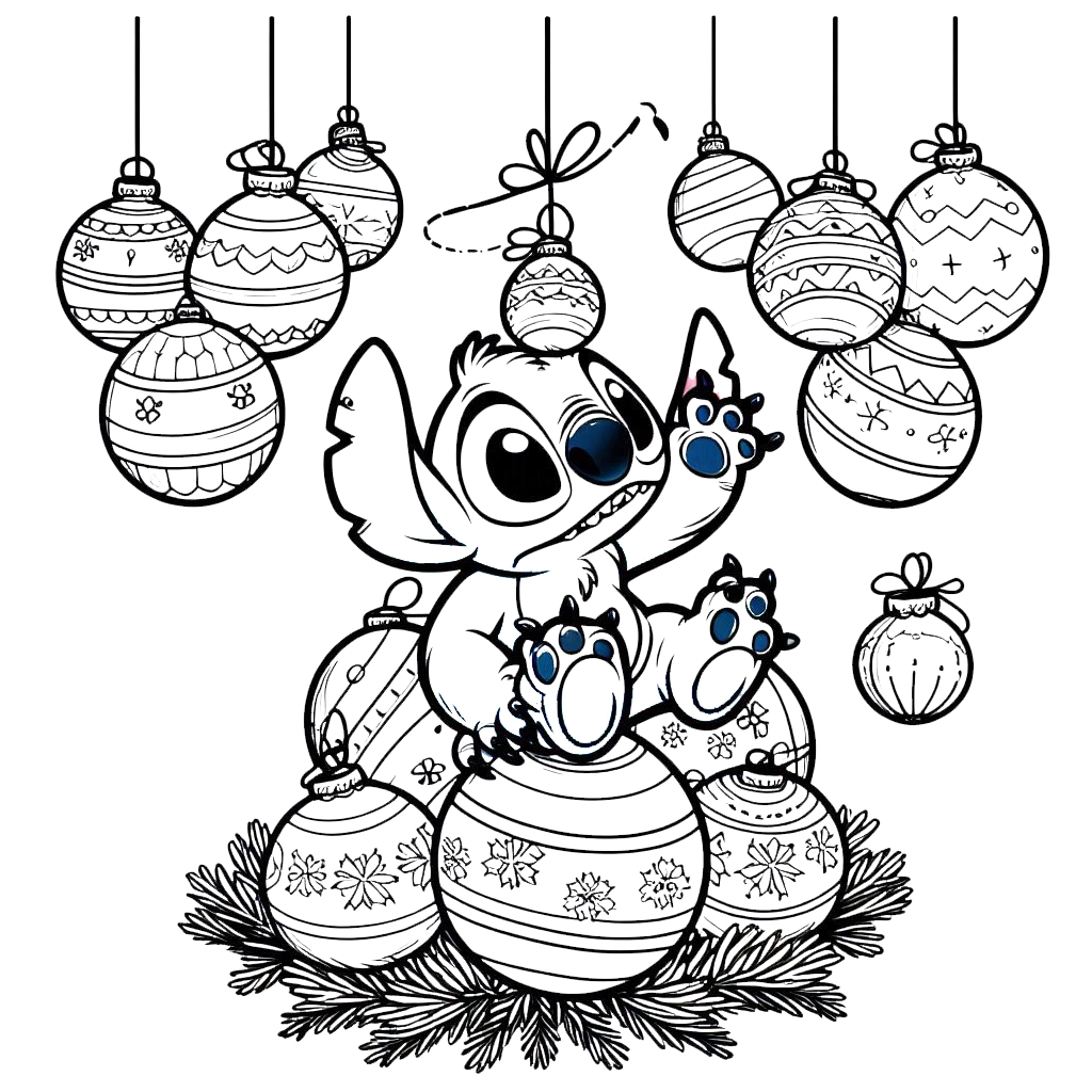 coloriage Stitch Noël gratuit en ligne