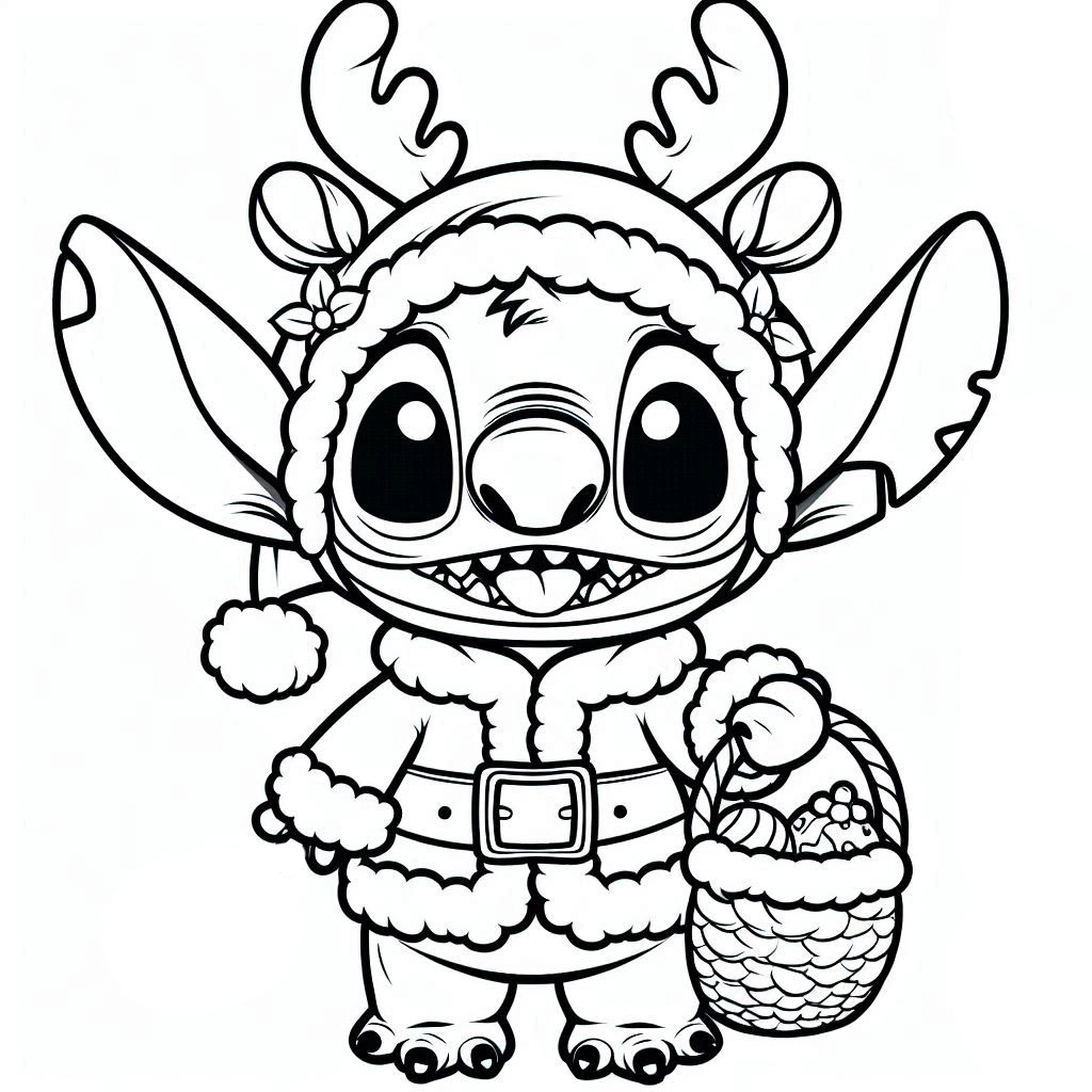 coloriage Stitch Noël a colorier en ligne gratuitement 1