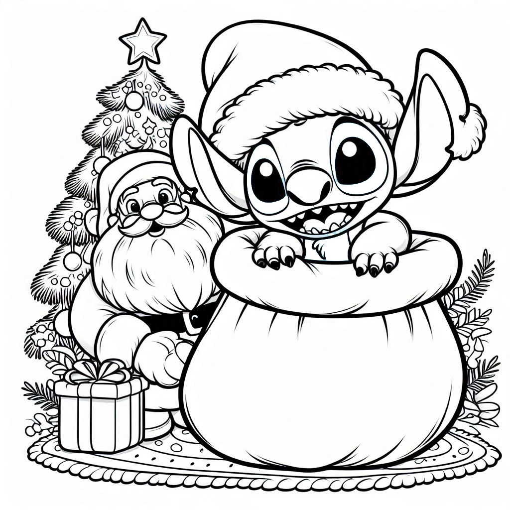 coloriage Stitch Noël à imprimer gratuit