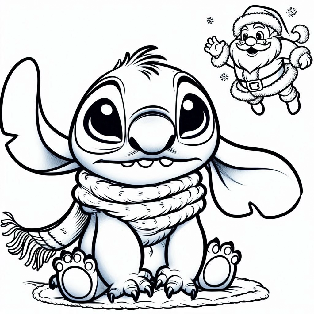 coloriage Stitch Noël à imprimer gratuitement