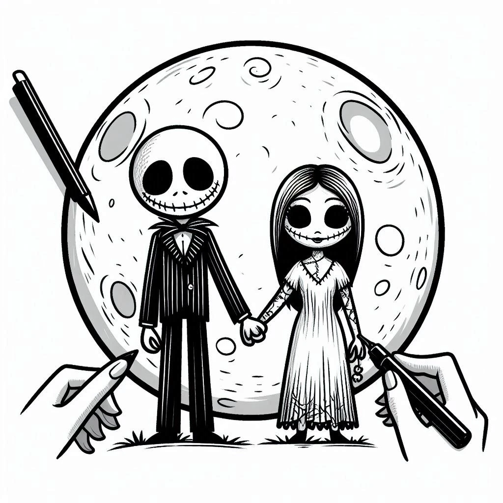 coloriage The Nightmare Before Christmas à imprimer pour enfant de 6 ans 1