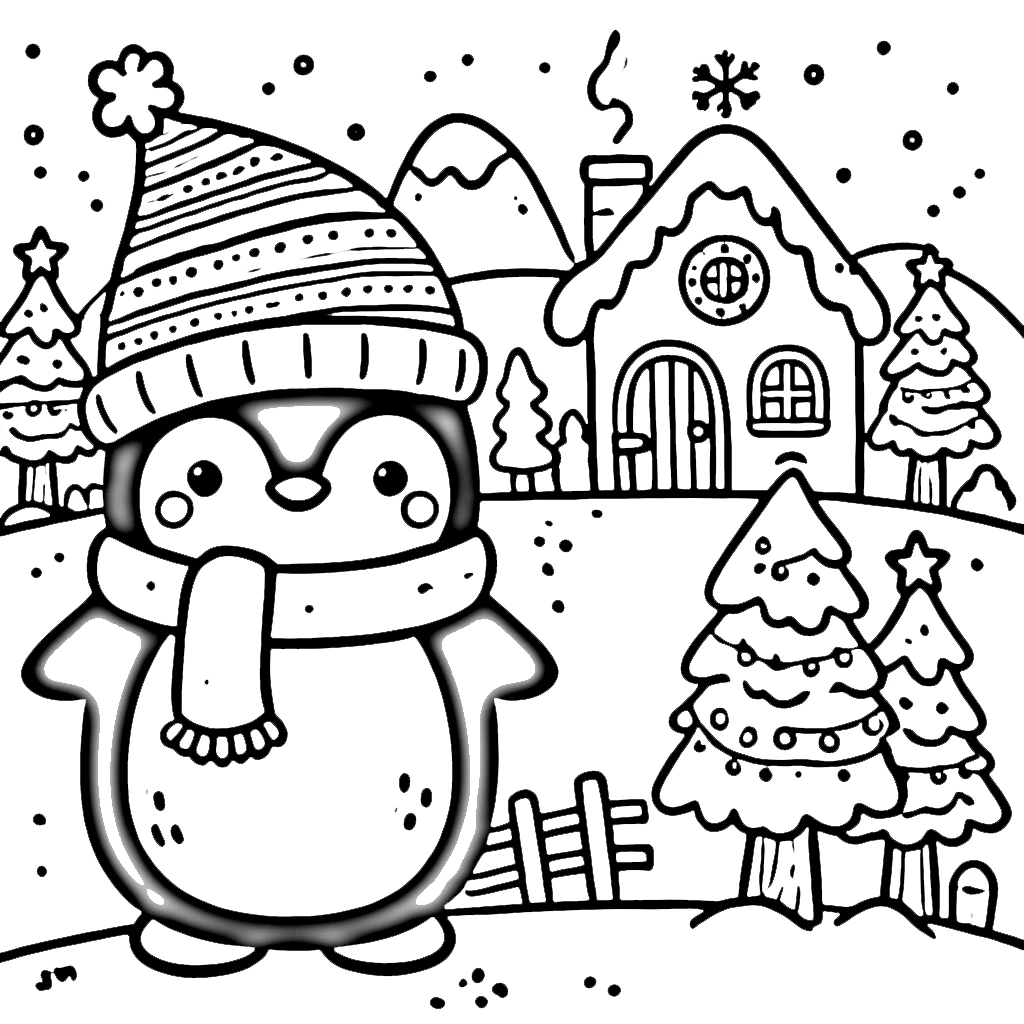 coloriage Village de Noël a imprimer gratuitement 1