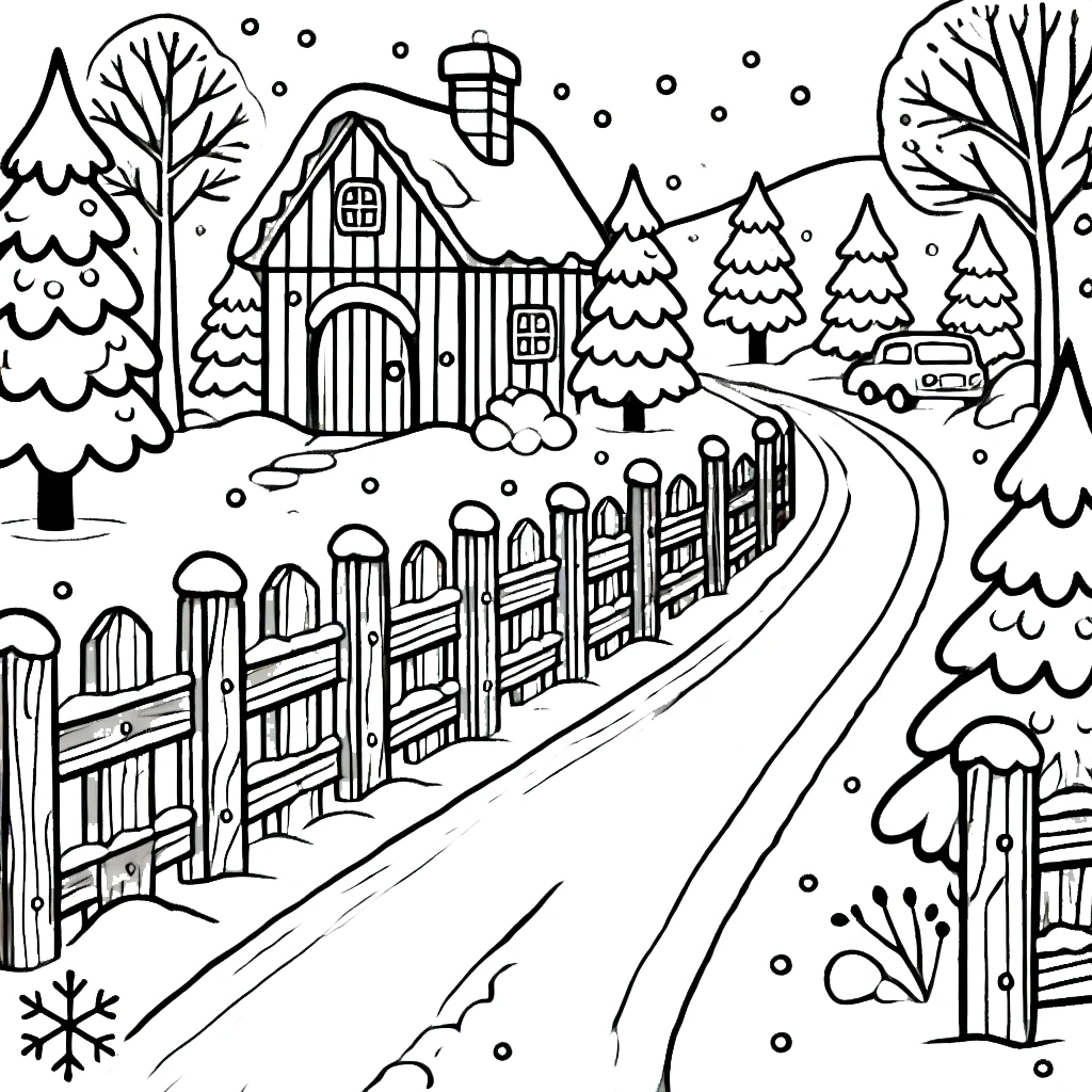 coloriage Village de Noël pour enfant de 8 ans