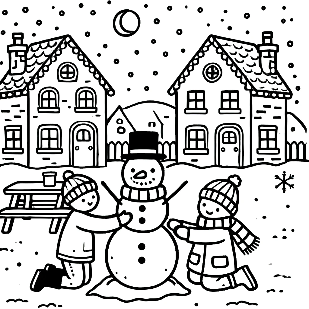 coloriage Village de Noël à imprimer pdf gratuit