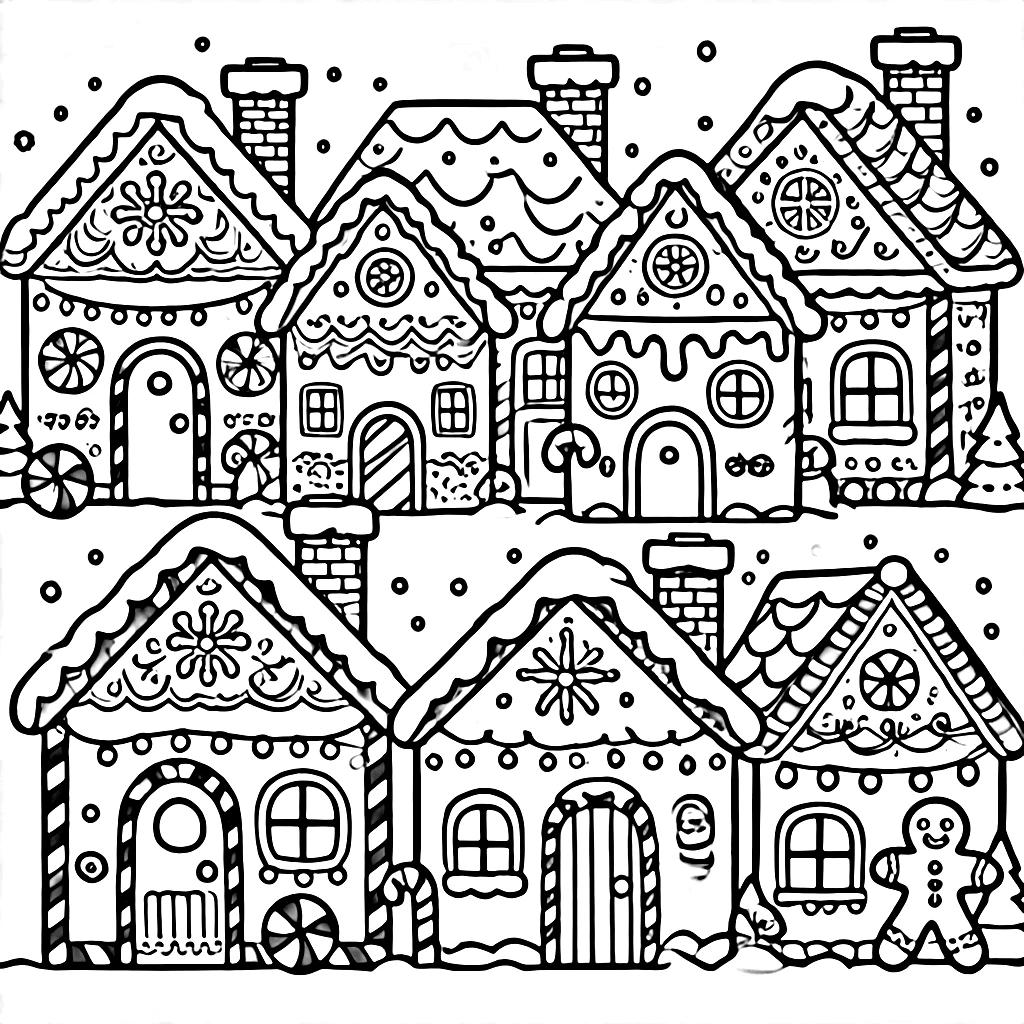 coloriage Village de Noël pour enfant gratuit