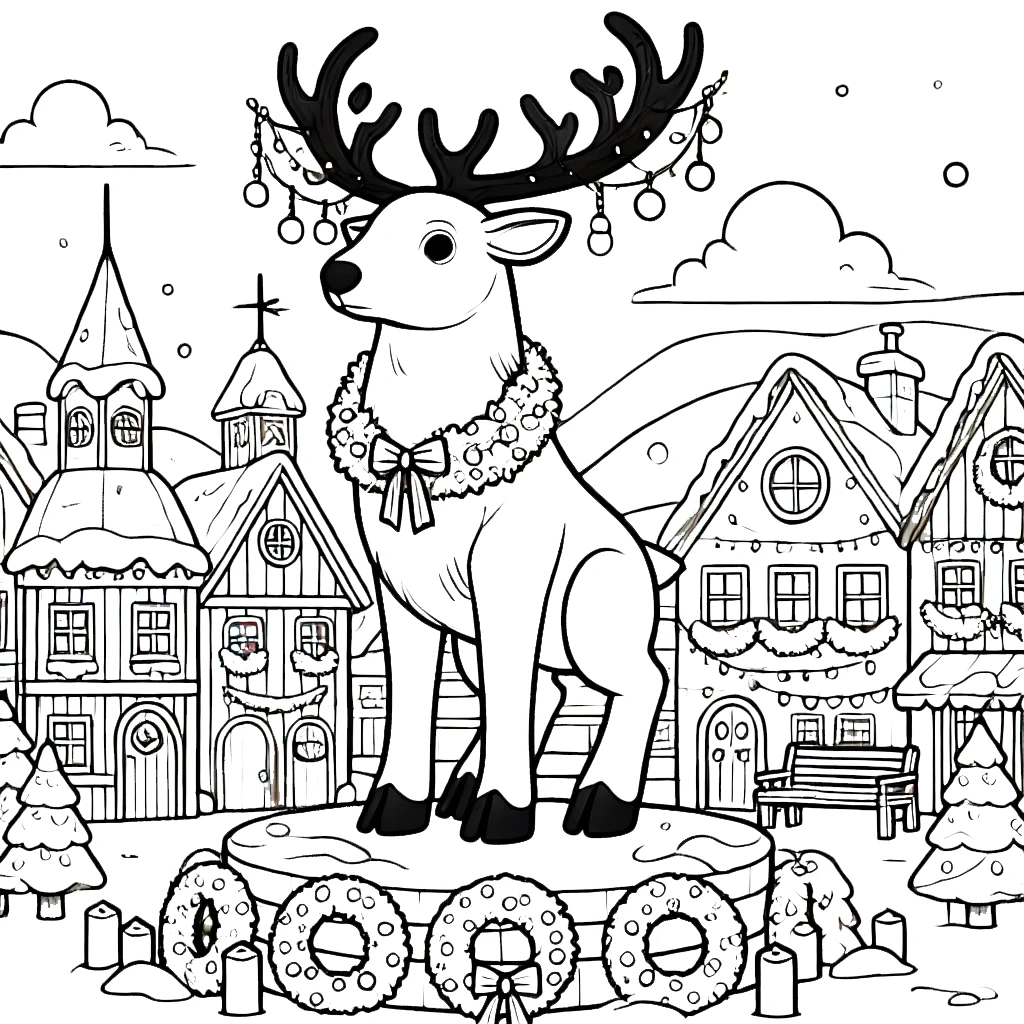 coloriage Village de Noël pour primaire