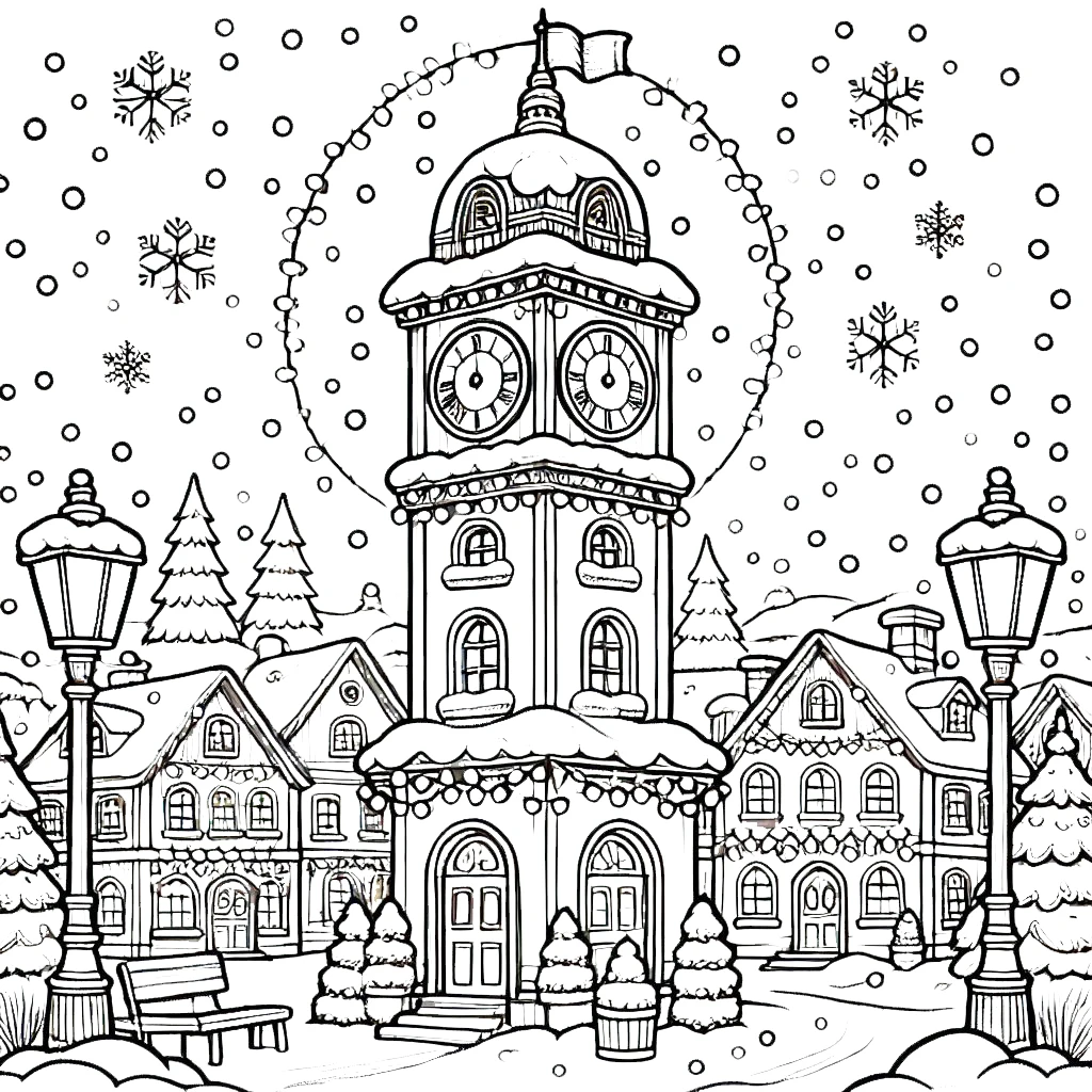 coloriage Village de Noël et dessins