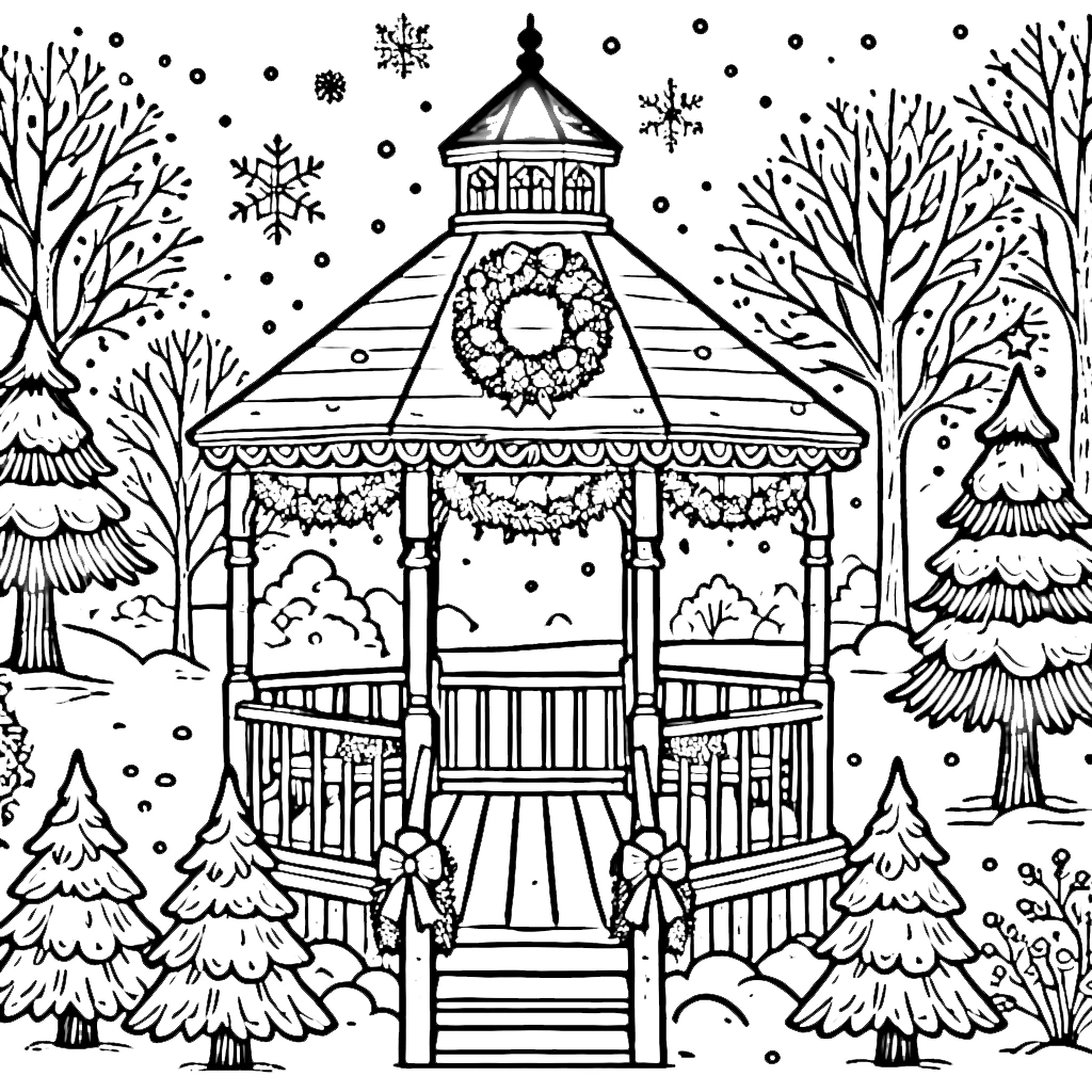 coloriage Village de Noël a colorier en ligne gratuitement