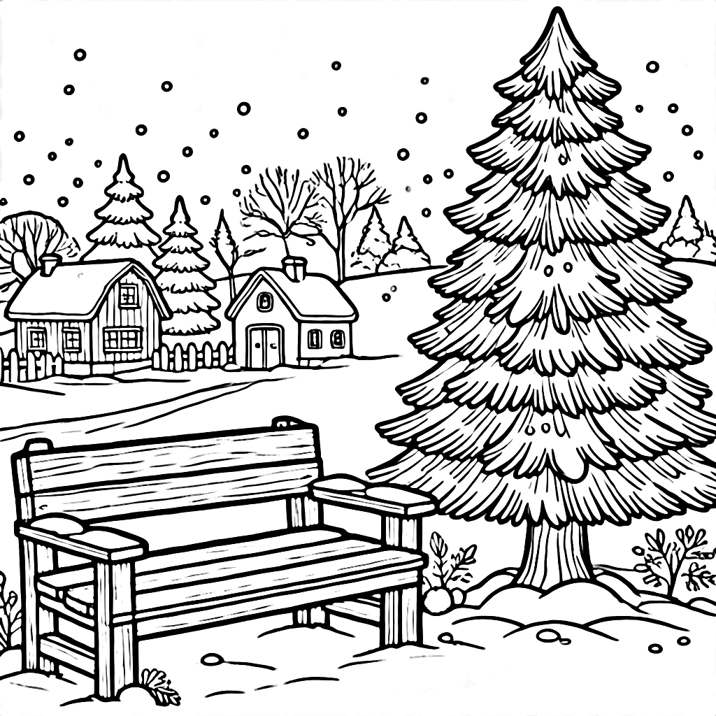 coloriage Village de Noël pour enfant de 10 ans 1