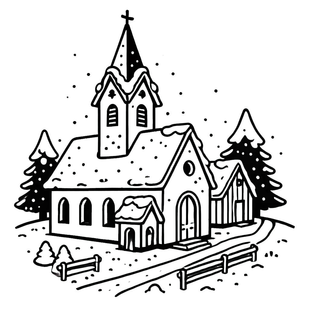 coloriage Village de Noël et decoupage a imprimer gratuit