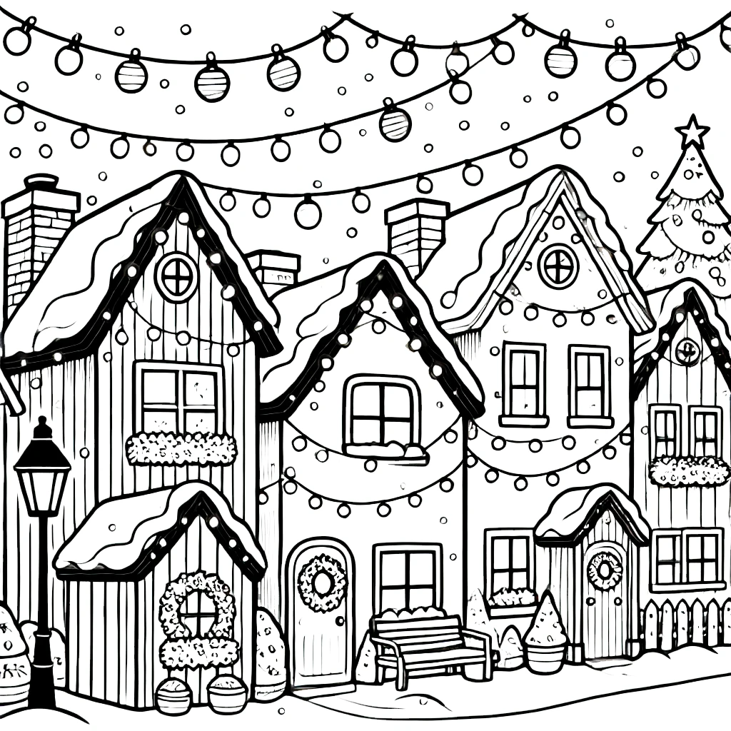 coloriage Village de Noël a colorier en ligne gratuitement 1