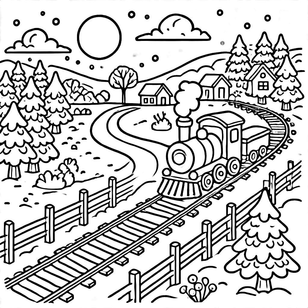 coloriage Village de Noël a dessiner et imprimer