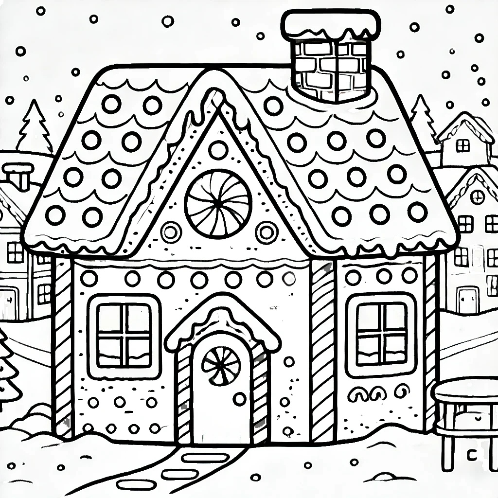 coloriage Village de Noël à imprimer pour enfant de 10 ans