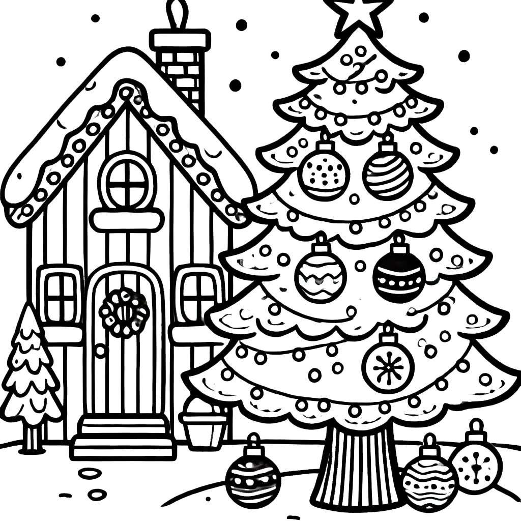 coloriage Village de Noël a imprimer pour enfant de 4 ans 1