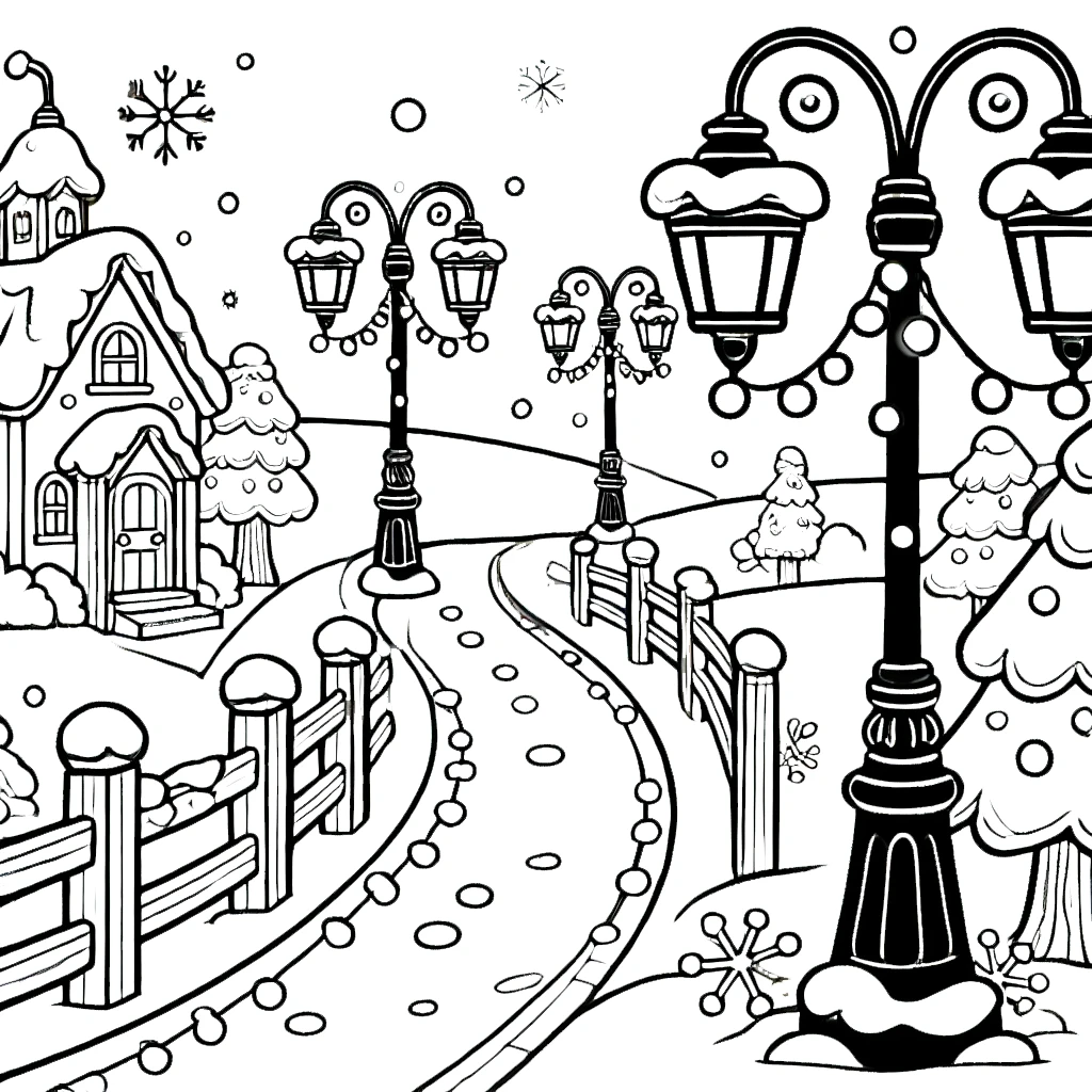 coloriage Village de Noël et dessin a imprimer