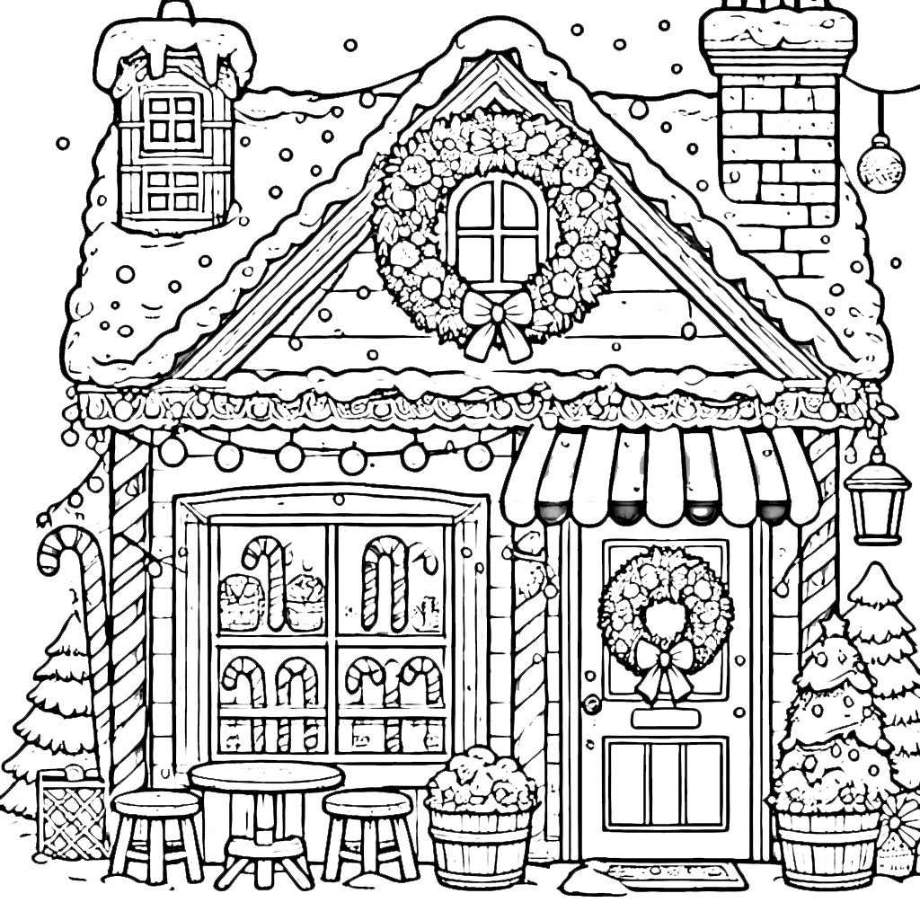 coloriage Village de Noël à imprimer gratuitement pdf