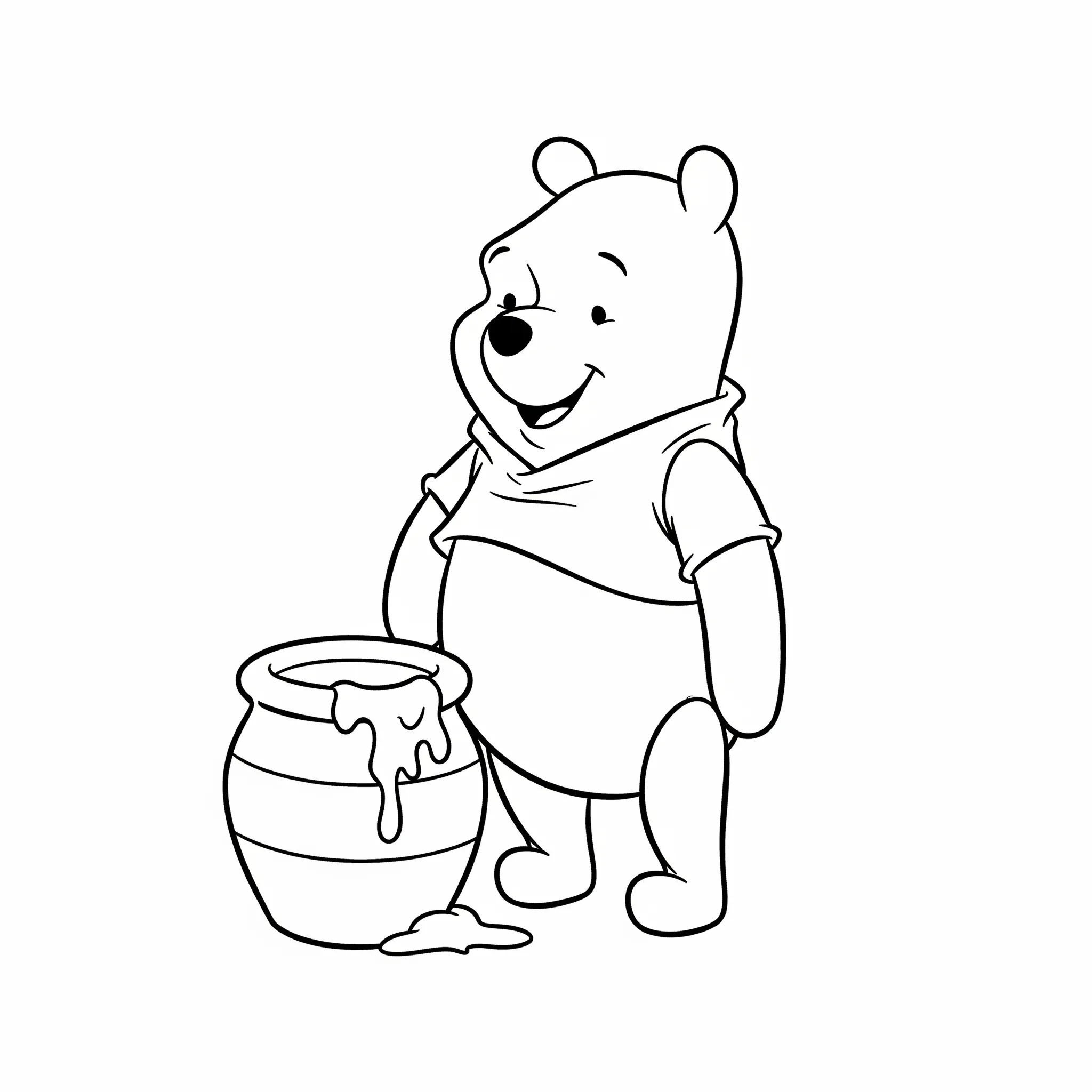 coloriage Winnie et un pot de miel pour enfant de 3 ans