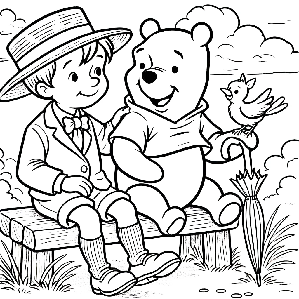 coloriage Winnie l’ourson d'enfant a imprimer 1