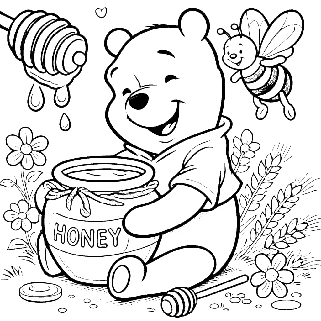 coloriage Winnie l’ourson pour enfant de 8 ans 1